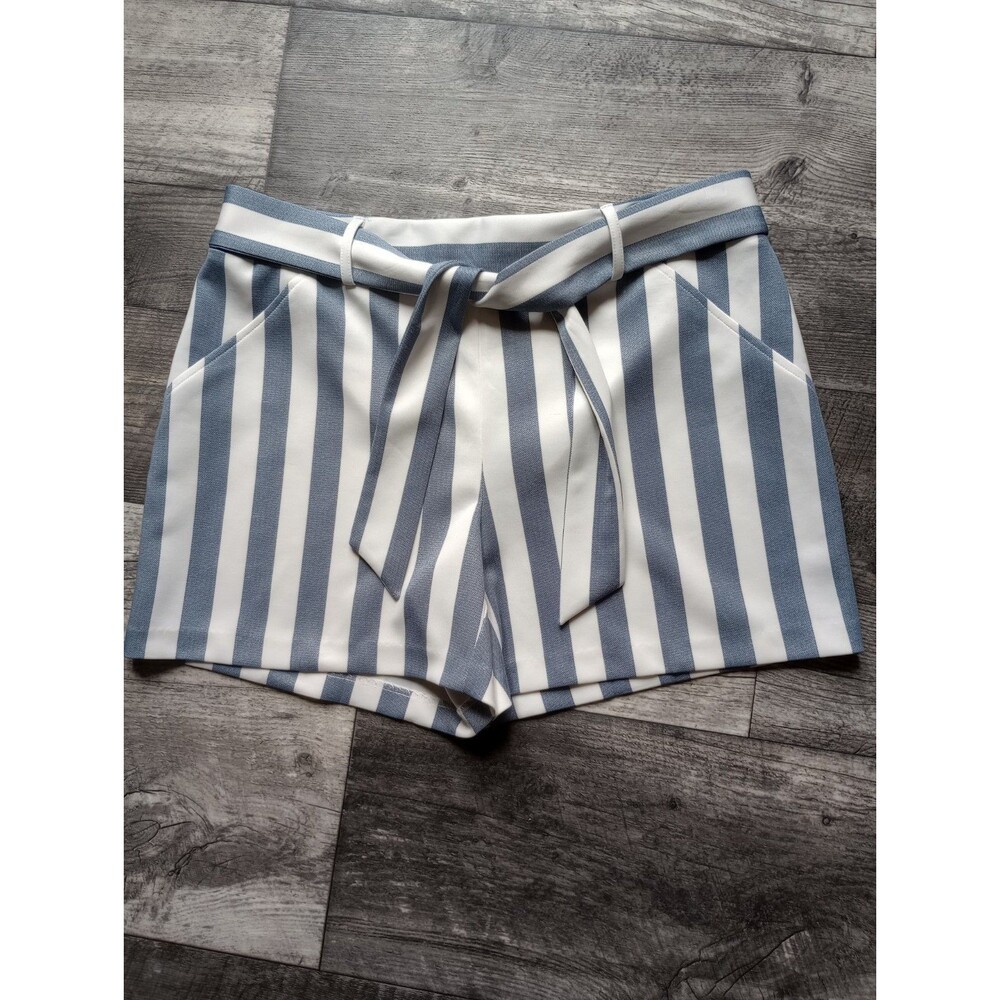 NYCC Women's 12  Blue & White Striped Shorts With Elastic Waist And Tie